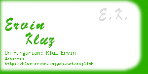 ervin kluz business card